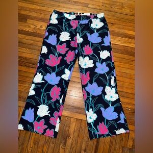 Jude Connally Floral Print Pant Wide Leg  XL Made In USA